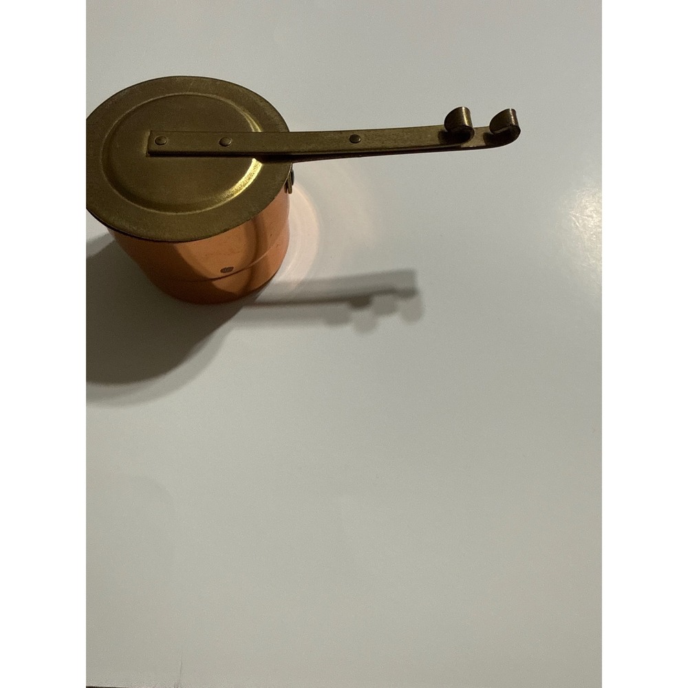 Vintage Copper Butter Warmer Melting Pot with Brass Lid and Handle